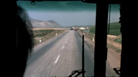 Road from Bus Window Stock Footage 278040043