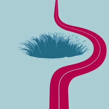 The road to bypass the trap. Isolated on blue background. Stock Illustration