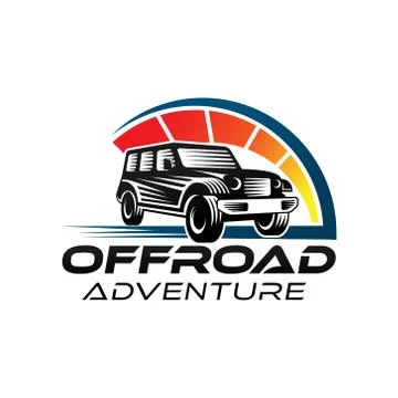 Off-road Car Adventure Logo Vector Illustration. Offroad suv Car vector logo  Ilustración de archivo