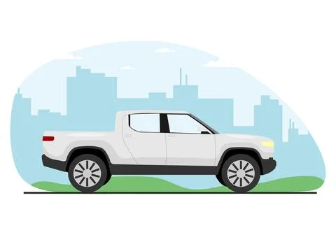 Off the road car on the background of the city. vector illustration Stock Illustration