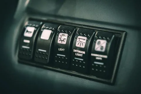 Off road car custom lights push buttons Stock Photos