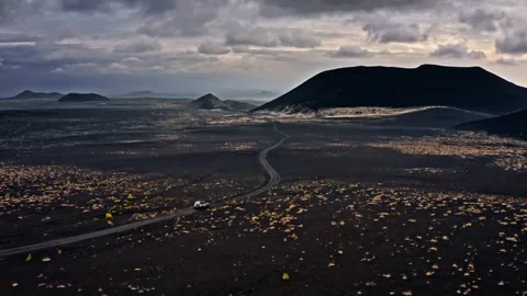 Off road car driving on volcano Video stock 137033027