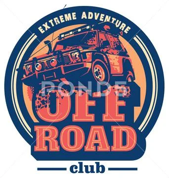 Off-road car logo, safari suv, expedition offroader. Stock Illustrationen