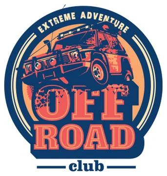 Off-road car logo, safari suv, expedition offroader. Stock Illustration