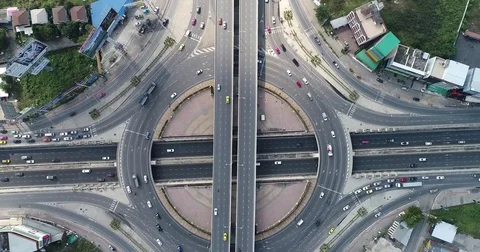 Road with car movement intersection traffic aerial view Stock Footage 84406255
