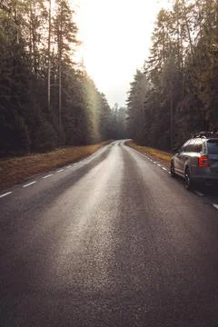 Road with car on side Stock Photos