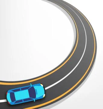 Road with Car on White Stock Illustration