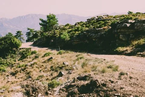 Road to Catalonia mountain range. Stock Photos