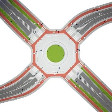 Road circle intersection top view Ilustração Stock