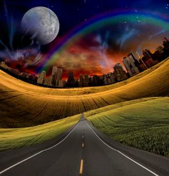 Road to city Stock Illustration
