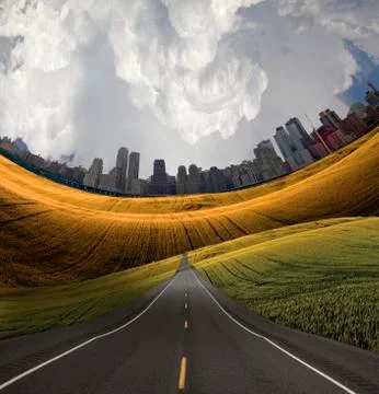 Road to city Stock Illustration