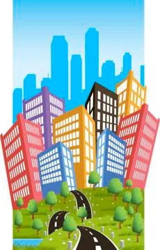 Road to a city Stock Illustration