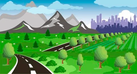 Road to a city Stock Illustration