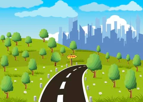 Road to a city Stock Illustration