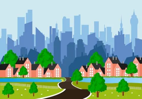 Road to a city Stock Illustration
