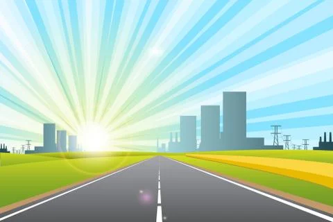 Road in city Stock Illustration