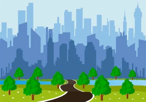 Road to a city Stock Illustration