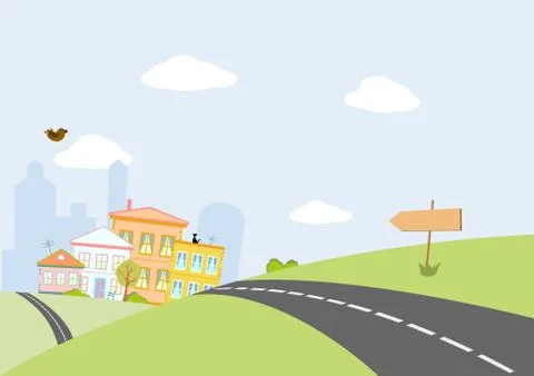 Road in city Stock Illustration