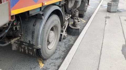 Road cleaning machine Stock Footage 307761562