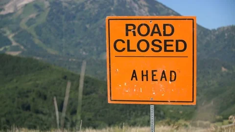 Road closed ahead sign 스톡 동영상 83467951