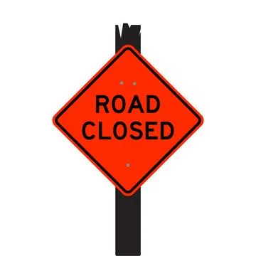 Road closed ahead warning road sign Stock Illustration