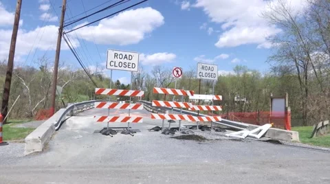 Road Closed Bridge Stock Footage 51807549