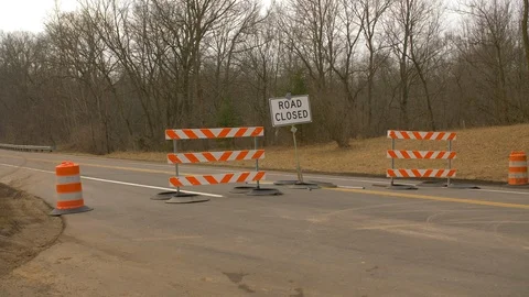Road closed due to flooding Video stock 89538502