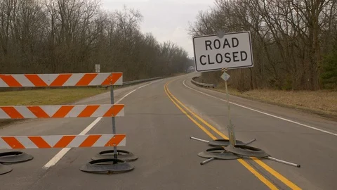 Road closed due to major flooding Video stock 89538609