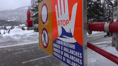 Road closed due to risk of avalanches, Planseestrasse Stock Footage 277801601