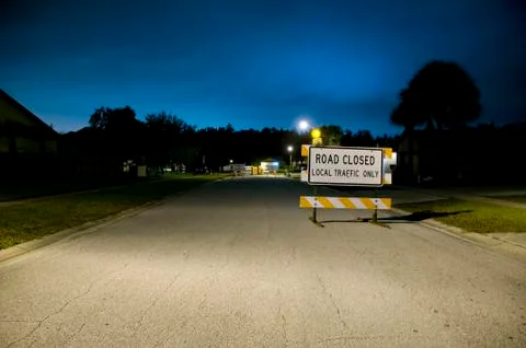 Road Closed at Night Stock Photos