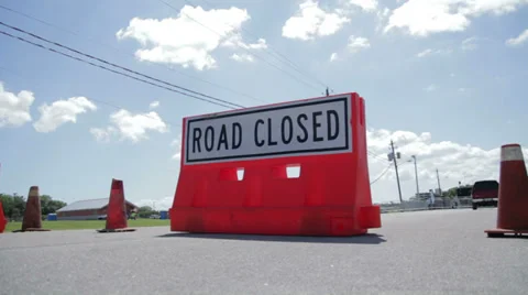 Road Closed roadblock Stock Footage
