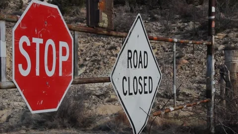 Road Closed Sign Stock Footage 1017381