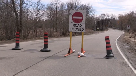 Road closed sign Stock Footage 37037261