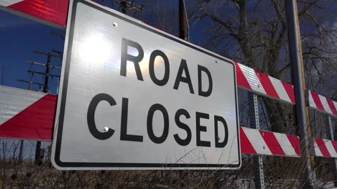 Road Closed Sign Stock Footage 262127664