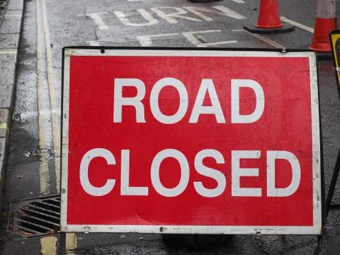 Road closed sign Stock Photos