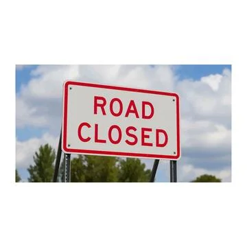 Road closed sign on sky background Stock Illustration