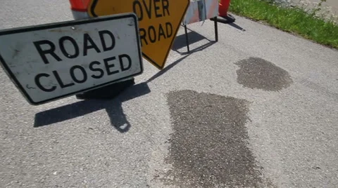 Road Closed Signs Stock Footage 5216898