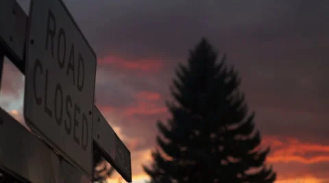 Road Closed at Sunset Stock Footage 40344151