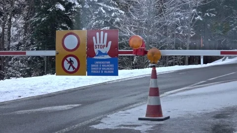 Road closure due to danger of avalanches in the Lechtal Stock Footage 277801546