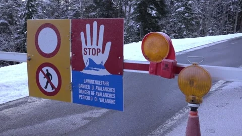 Road closure due to danger of avalanches in the Lechtal Stock Footage 277801631