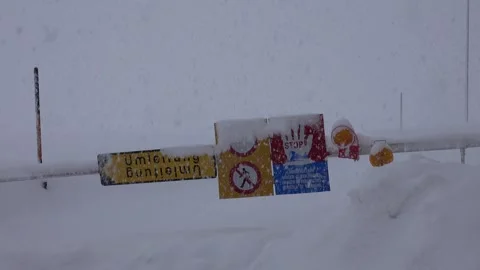 Road closure due to danger of avalanches in the Lechta Stock Footage 277801752