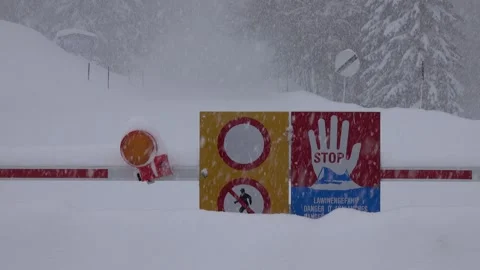 Road closure due to danger of avalanches in the Lechtal Stock Footage 277801995