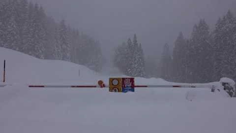 Road closure due to danger of avalanches in the Lechtal Stock Footage 277802019