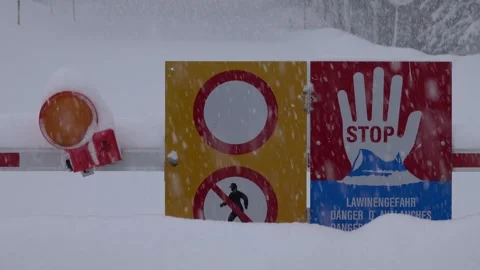 Road closure due to danger of avalanches in the Lechtal Stock Footage 277802133