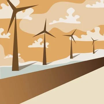Road, clouds and wind generators 스톡 일러스트