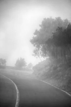 Road in the clouds in the mountains Stock Photos