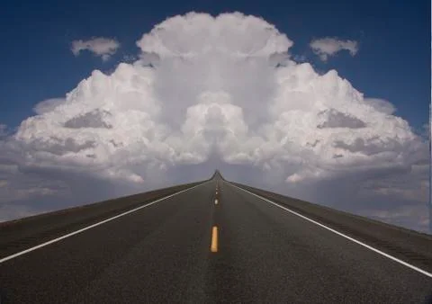 Road to clouds Stock Photos