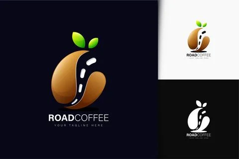 Road coffee logo design with gradient Stock Illustration