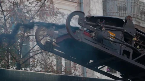 Road cold milling machine removes old asphalt loading it into dump truck. 스톡 동영상 248050598