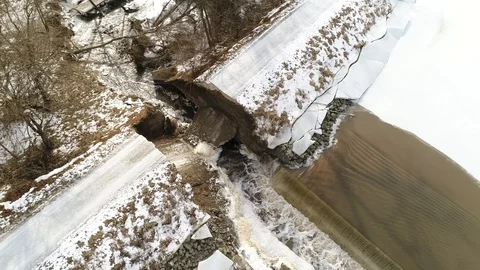 Road Collapse and Break in Levi Stock Footage 104888578